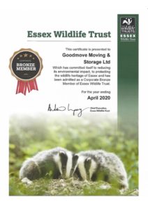 Essex Wildlife Trust certificate 2019-20
