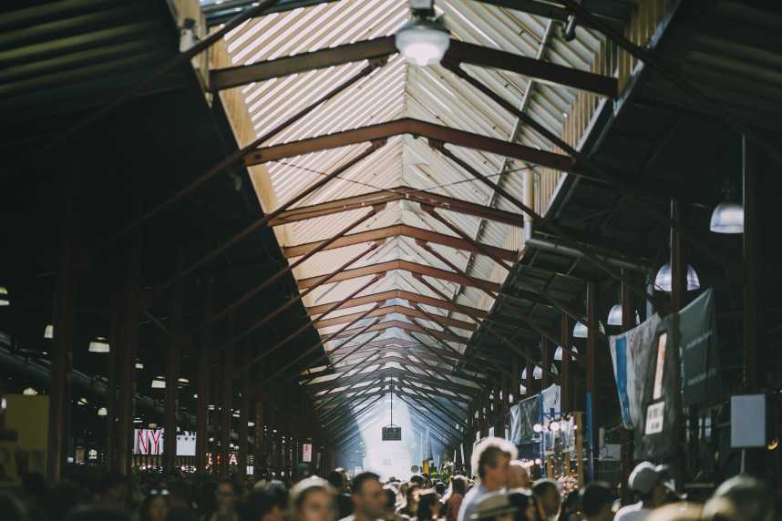 Queen Victoria Market in Australia On A Bbusy Day.