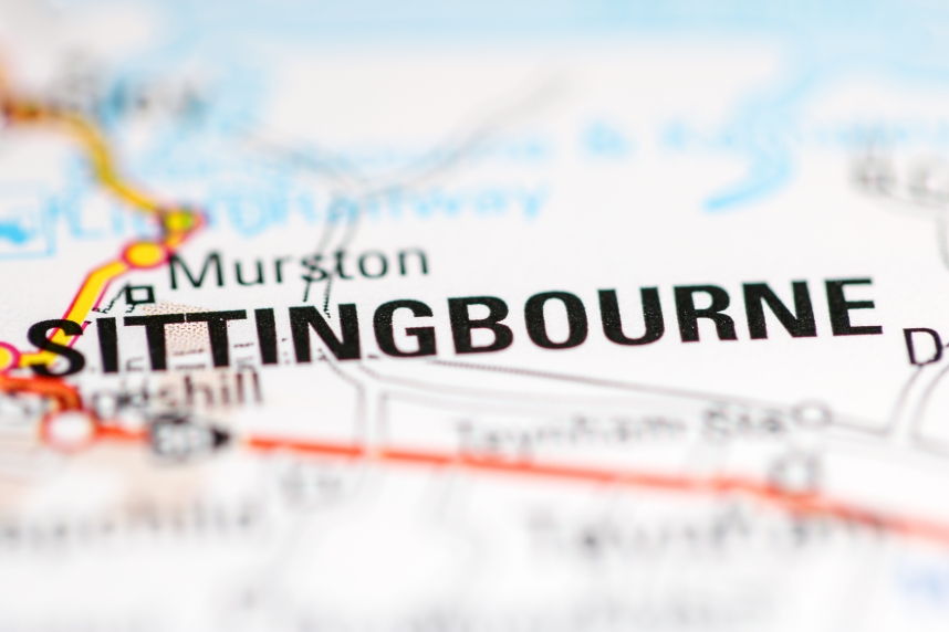 Sittingbourne. United Kingdom on a geography map